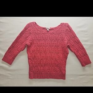 Charter Club Coral‎ Cable-Knit Scoop Neck Sweater Easter Cottage Career Spring